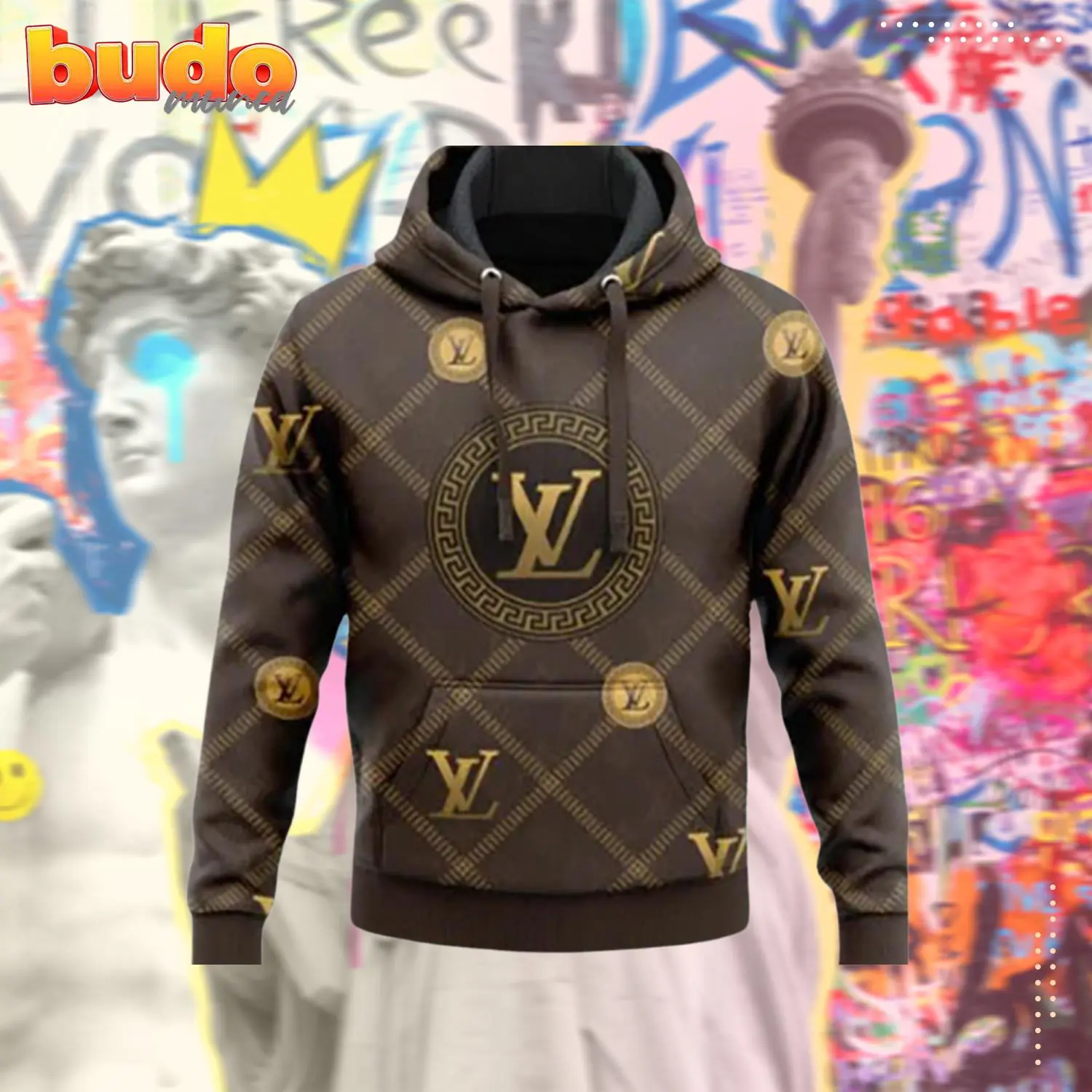 Louis vuitton brown logo unisex hoodie for men women luxury brand clothing clothes outfit - hot new